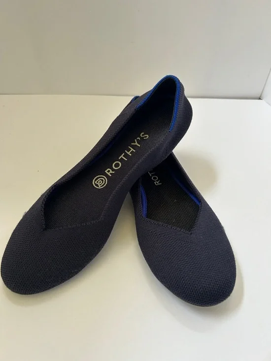 Rothy's Navy Women's Ballet Flats with Blue Trim - Picture 1 of 3